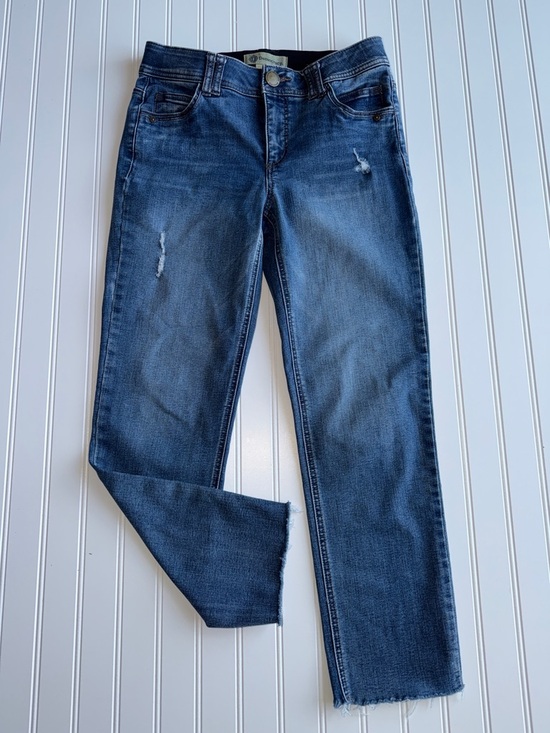 Democracy Denim - Democracy Jeans Womens 6 Blue Ab Technology Mid Rise Straight Leg Crop Fray Hem